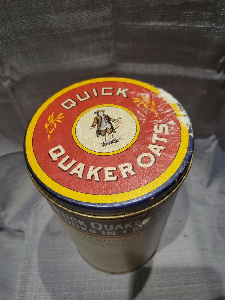 ВИНТАЖНЫЙ СТИЛЬ 1922 БЫСТРЫЙ КВАКЕР ОВЕС ЛИТО ЖЕСТЯНАЯ БАНКА 1990 МЕТАЛЛИЧЕСКИЙ КОНТЕЙНЕР - Изображение 3 из 4