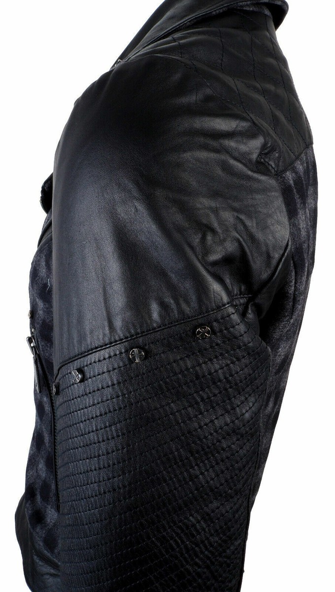 New John RICHMOND X Jacket S 46 Wool Blend Leather Biker