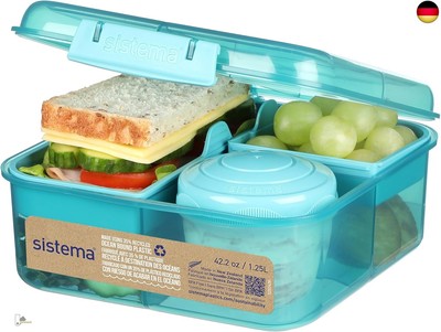 Sistema Bento-Box | 1,25 L | Brotdose für Pause mit Fächern und Snackbox | B