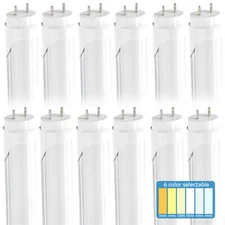 12Pcs JESLED 4FT LED Tube Bulbs 6CCT G13 T8 24W Garage 4 Feet LED Shop Lights