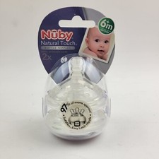 NUBY Natural Touch BOTTLE NIPPLES with Storage Case Fast Flow 6 months 2 Pack