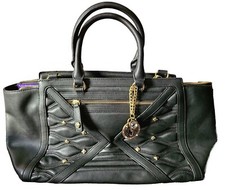 Borsa VERSACE JEANS Couture in pelle nera manico superiore tracolla staccabile e ciondolo
