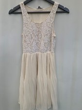 New Look Ivory Lace Chiffon Dress Size 10 sleeveless Bohemian womens