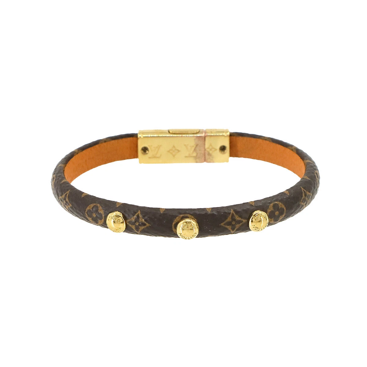 LOUIS VUITTON Monogram Bracelet Yummy Brown Gold M6435 Accessory  