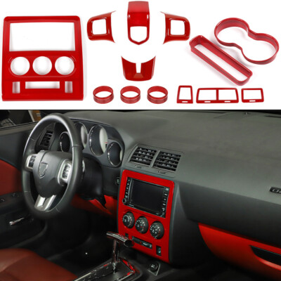 13X Red Full Set Interior Decoration Cover Trim Kit For Dodge Challenger 2009-14
