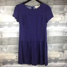 Coincidence & Chance Drop Waist Smock Dress Size S Blue Starburst Allover Print