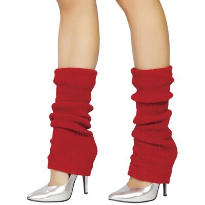 Red Leg Warmers Knee High Knit Thick Cozy Rave Club 80s Retro Costume ...