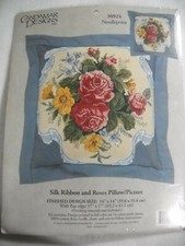 Silk Ribbon and Roses Pillow Picture Needlepoint Kit by Candamar 30924 F4