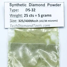 TechDiamondTools Diamond Powder 325 Grit 45-38 Microns, 25 cts = 5 Grams
