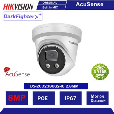 Original Hikvision 4K 8MP DS-2CD2386G2-IU AcuSense DarkFighter IP Camera POE MIC