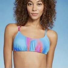Wild Fable Women  s Marbled Tie Dye Tunnel Front Bikini Top Size XS New Strappy