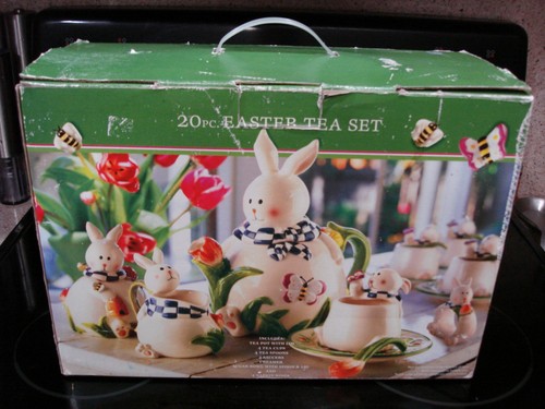 20 Piece Easter Tea Set Bunny Rabbits Party By Mercuries NIOB - Picture 13 of 13