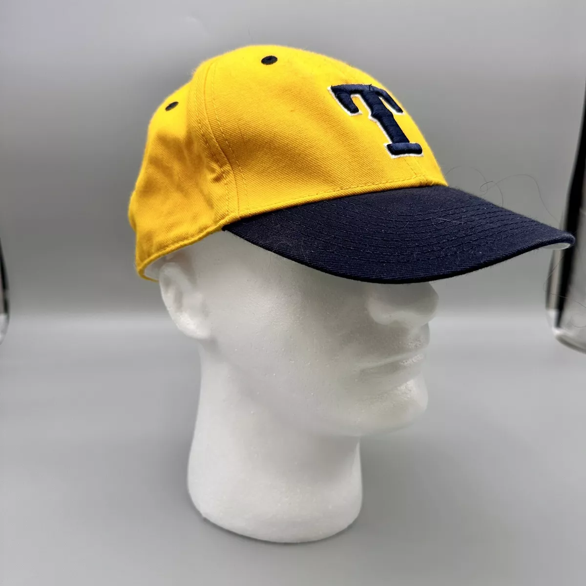 Vintage University Of Toledo Rockets Hat Snapback Ball cap Yellow Navy Sz 7 3 4