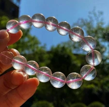 12mm Natural Starlight Pink Rose Crystal Beads Bracelet C719
