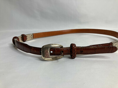 Brighton Brown Ladies Belt Slim Western Croc Embossed 