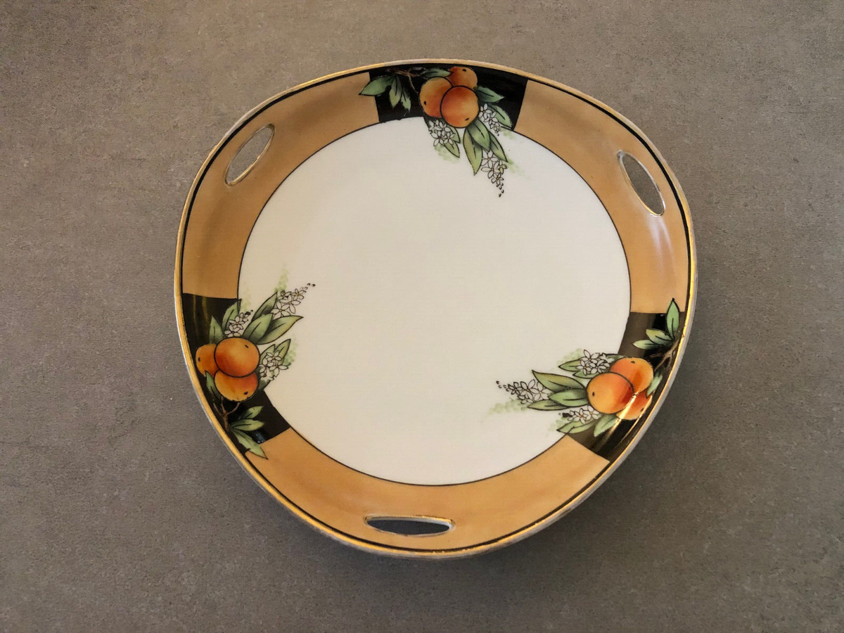 希少❗️OLD NORITAKE 皿 Noritake Japan Vintage Oranges Florida Blossoms Black Orange Gold