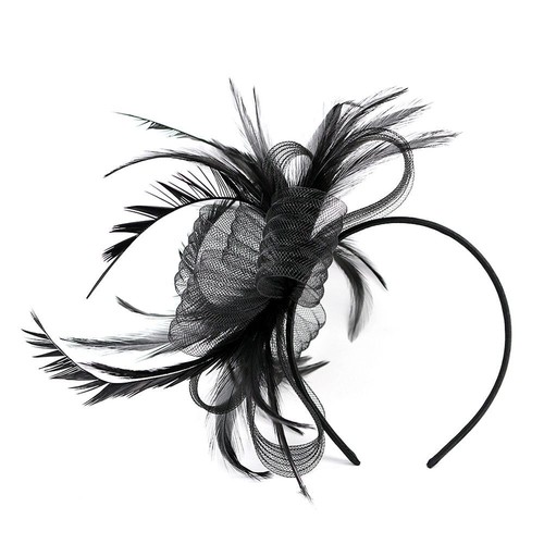 Clip mariage plumes bandeau fascinant femmes jour courses Royal Ascot Aliceband - Photo 7/19