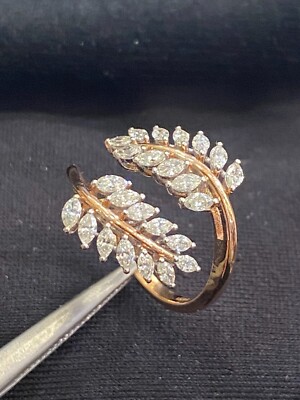 Bague Fiançailles Diamant Marquise 1,05 Cts Or Rose 14K - Naturel Certifié - Taille 54