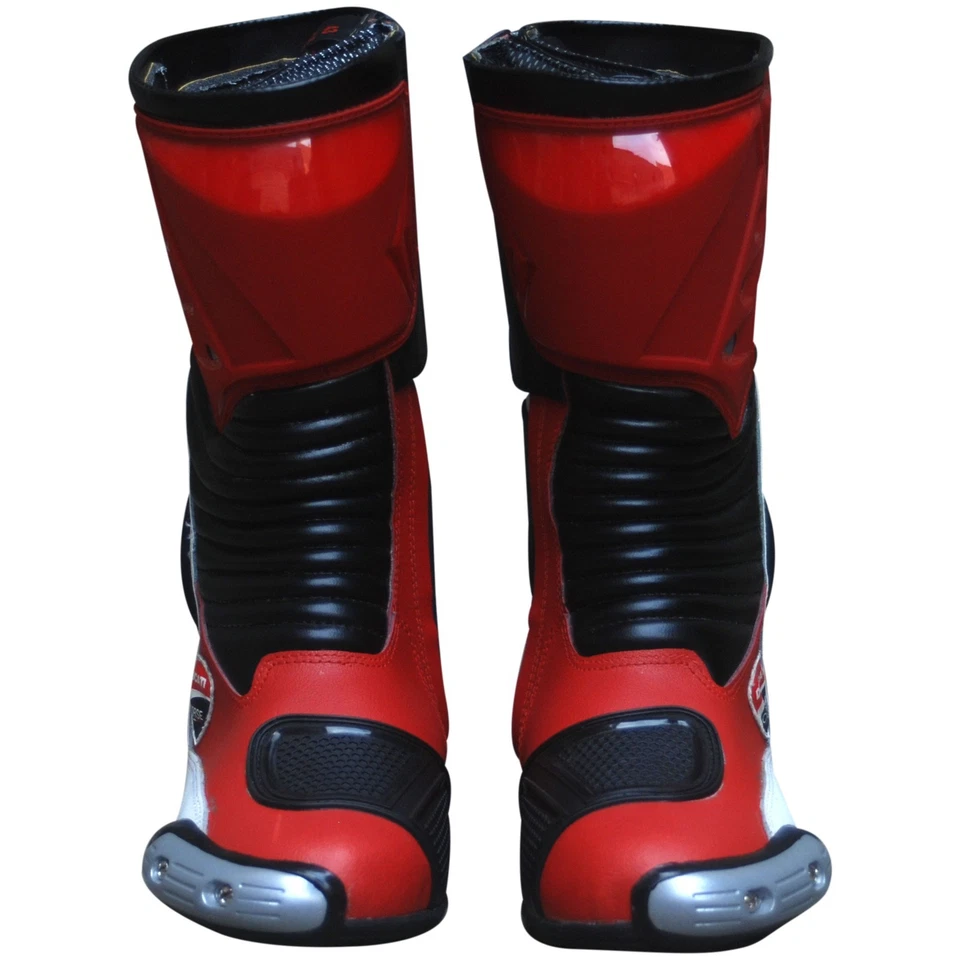 Ducati Corse Rojo Negro Blanco Moto Carreras Cuero Botas Zapatos Protectores Foto 2 de 3