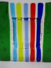 OOAK Handmade Rainbow Striped Fused Art Glass Ashtray Dish LGBTQ