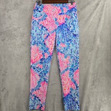 Lilly Pulitzer Luxletic Corso Pants Size 2 Pink Blue Seashell Print Side Pocket