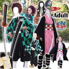 Disfraz de Cazador de Demonios Cosplay Niños Kimetsu No Yaiba Trajes Niñas Niños Espada Peluca