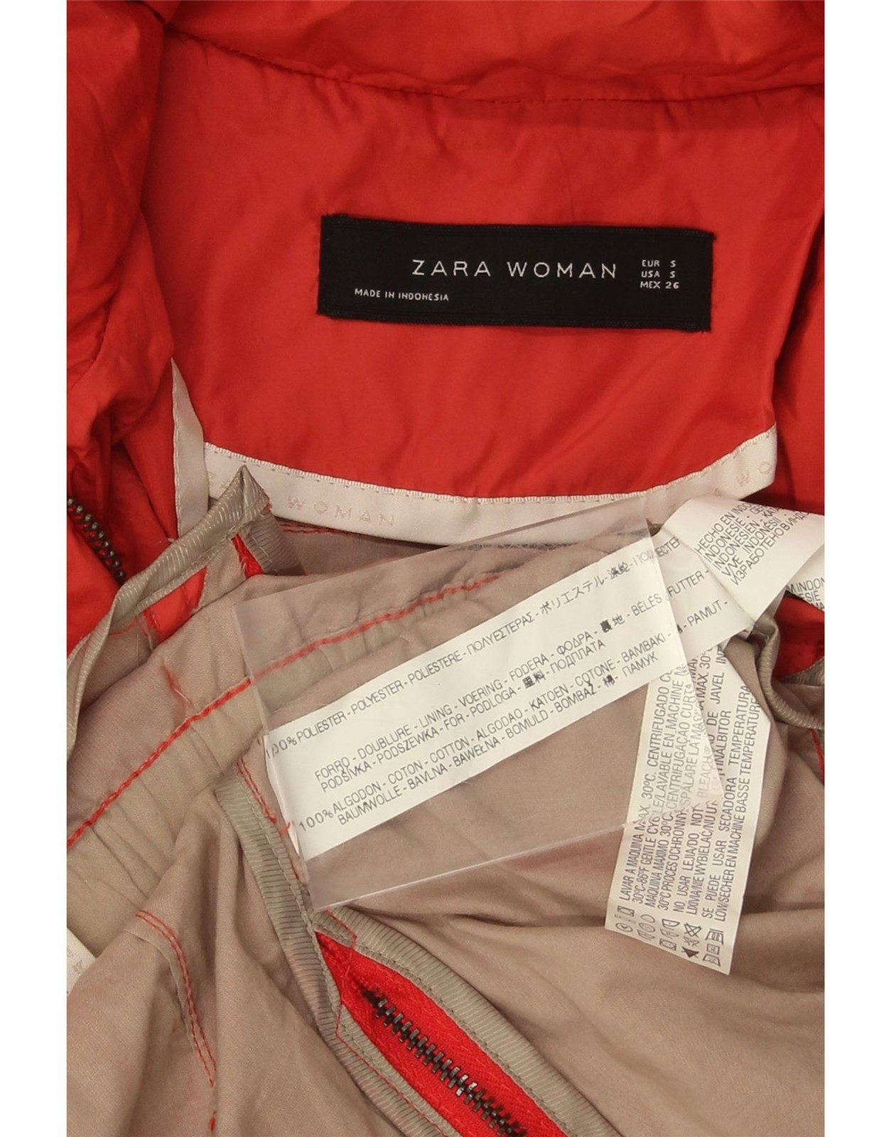 ZARA Womens Utility Jacket UK 10 Small Red Polyester DS90 thumbnail 4