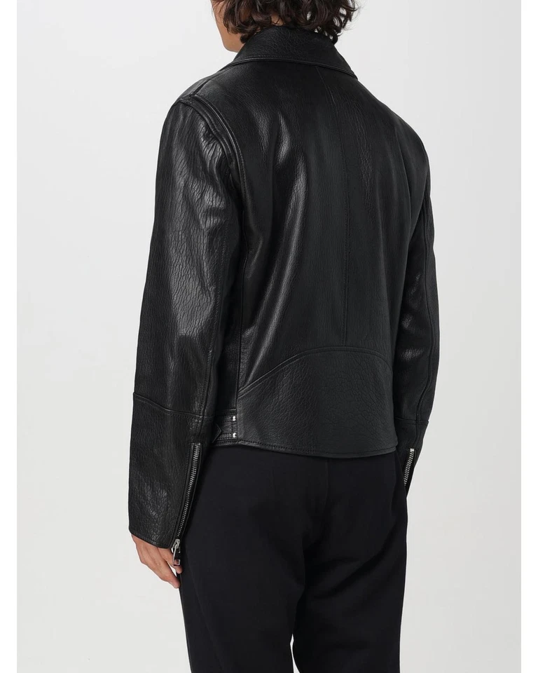 Mcqueen Leather Jacket Motorcycle Style Men Black - Image 3 of 4