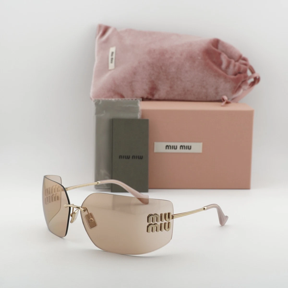 miumiu SMU20G 美品 ラインストーンロゴ加飾サングラス 度無し 25+ Miu Miu Pink Designer Sunglasses for Women for sale | Updated