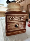McCoy Ceramic Coffee Grinder Cookie Jar Vintage Faux Wood Grain Brown Beige — photo 1