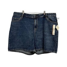Ava Viv Midi Shorts Womens 20 Blue High Rise Relaxed No Gap Waistband Denim