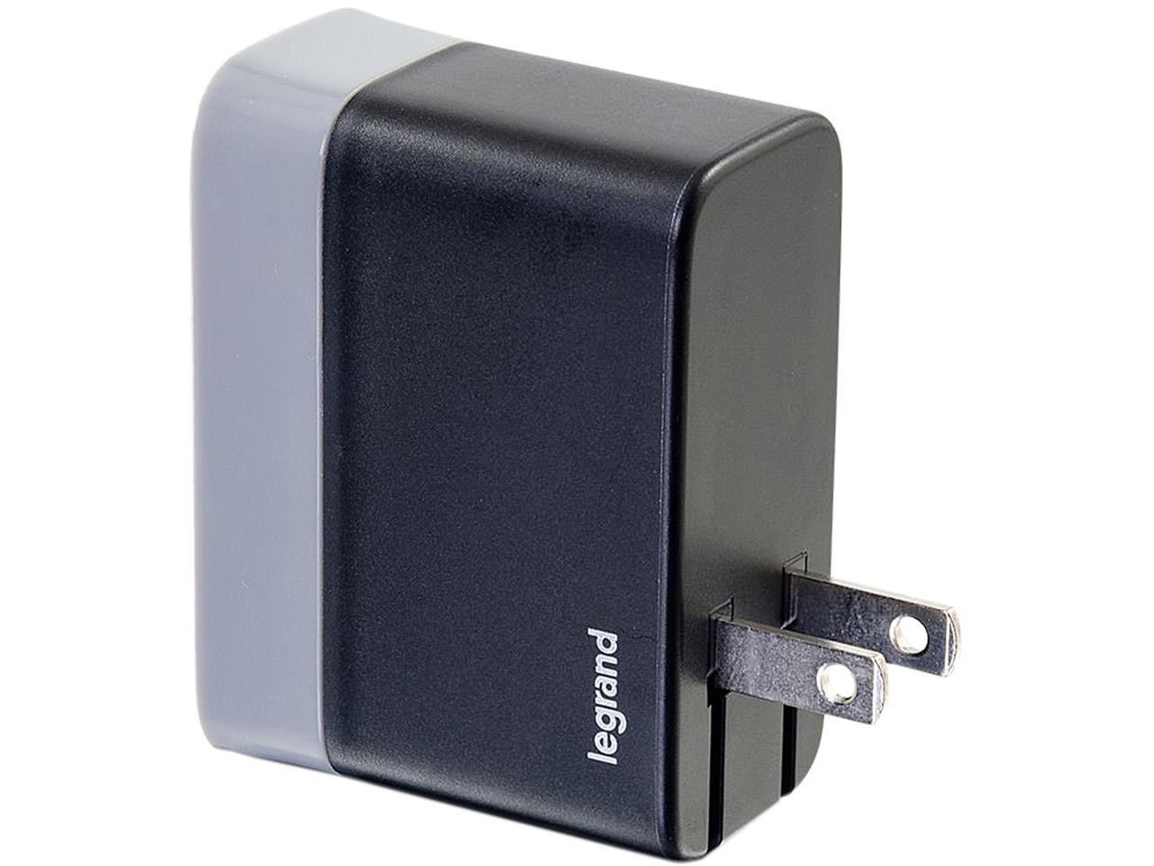 Настенное зарядное устройство C2G 20280 с 2 портами USB-C + USB-A, максимальная выходная мощность 5,4 А, Черный