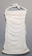 VTG Y2K Ruched Halter Bodycon Mini Small White Party Clubwear Retro Minimalist