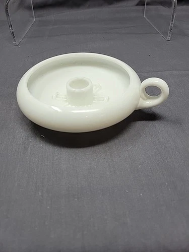 Vintage Fenton  milk glass finger loop candle holder