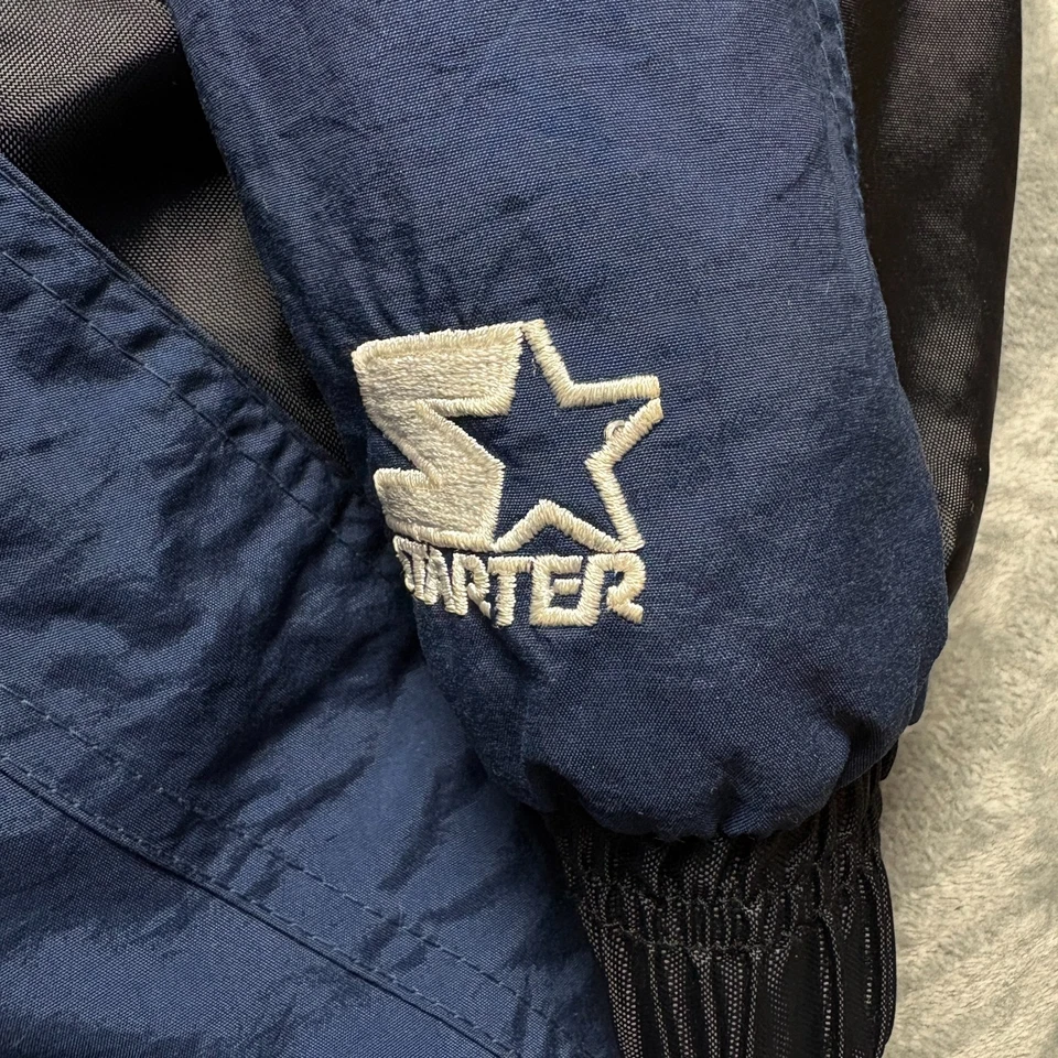 Chaqueta acolchada vintage de los Dallas Cowboys para hombre grande azul Starter NFL Pro Line con capucha Foto 2 de 4