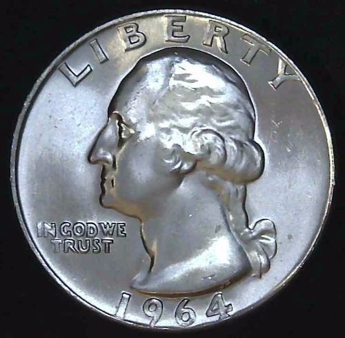 1964-D 25C Washington BU 90% Silver 26uww0204-8