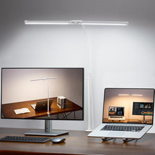 LED Desk Lamp for Home Office, Double Head Architect Light with Clamp, Computer