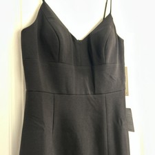NWT Sz 6 Women’s Cocktail Dress Black Stretch Spaghetti Strap Lined Eliza J