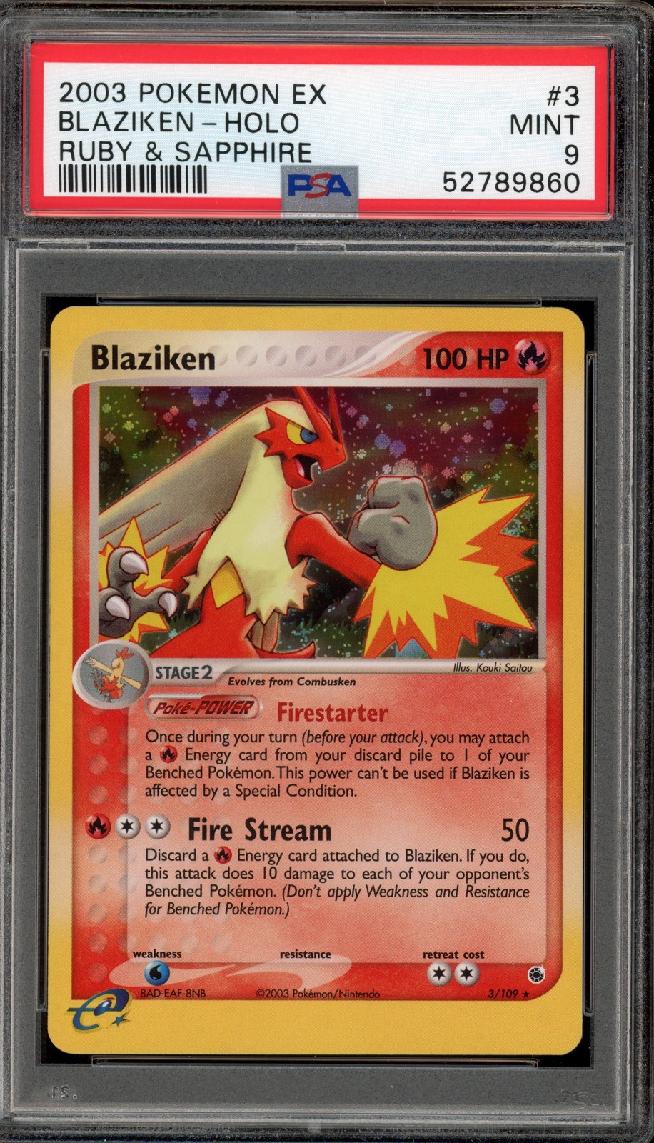 Pokemon Blaziken EX Ruby & Sapphire Holo Rare #3 PSA 9 Mint
