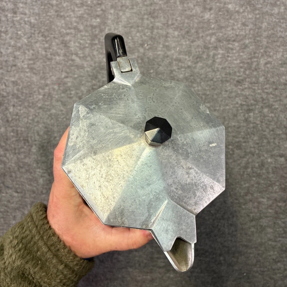 Olla Bialetti Moka 10 rara de colección? Tazas Estufa Cafetera Espresso Plateada Italiana Foto 4 de 4