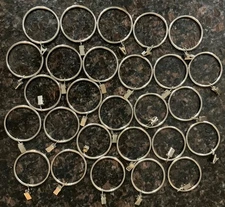 27 Curtain Rings with Clips Silvertone Metal Drapery Rings with Clips 2 3/4”