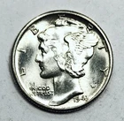 1943 MERCURY DIME! GEM BU+++! FULL SPLIT BANDS! NICE ORIGINAL LUSTER! NR #K3002