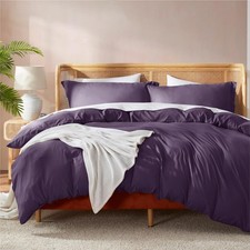 Purple Queen Duvet Cover Set 90X90 Super Soft Microfiber 3 Piece Hotel Quality