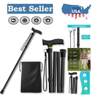 Elegant Folding Cane with Adjustable Height - Lightweight Aid for Mobility
