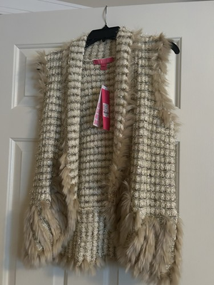 #ad #ad Lilly Pulitzer Torini Vest Faux Fur Metallic Sand Castle Size XS $50.00
