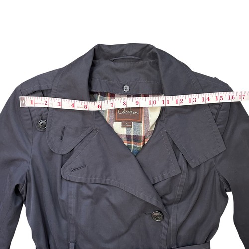 COLE HAAN Trench Coat Size SMALL Black Removable Lining Office Classic Old Money - Picture 20 of 23