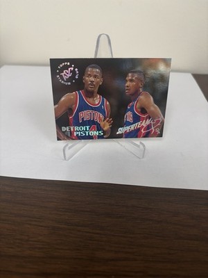 DETROIT PISTONS Joe Dumars Lindsey Hunter 1994-95 Stadium Club Super Team #8 NM