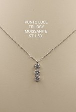 COLLANA TRILOGY IN ARGENTO CON PENDENTE IN MOISSANITE TAGLIO BRILLANTE KT. 1,50