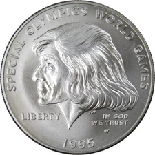 Special Olympics Games Commemorative 1995 W 90% Silver Dollar BU $1 Coin