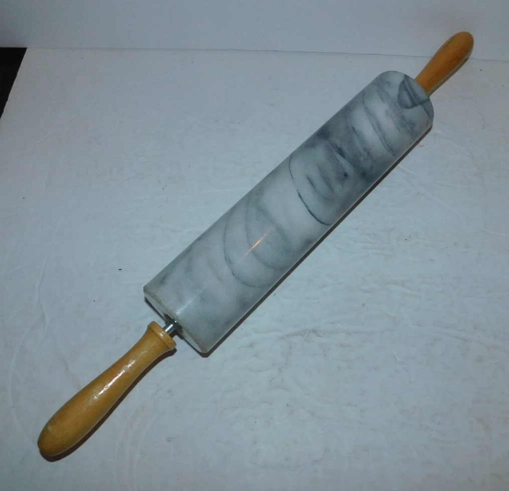 NICE 10" MARBLE ROLLING PINWITH WOODEN HANDLES